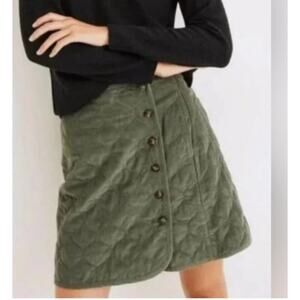 Madewell Corduroy Quilted Mini Skirt Olive Green Fall Size 2